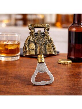 Vintage Cast Iron Cymru Welsh Women Bottle Opener With Traditional Costume Desig